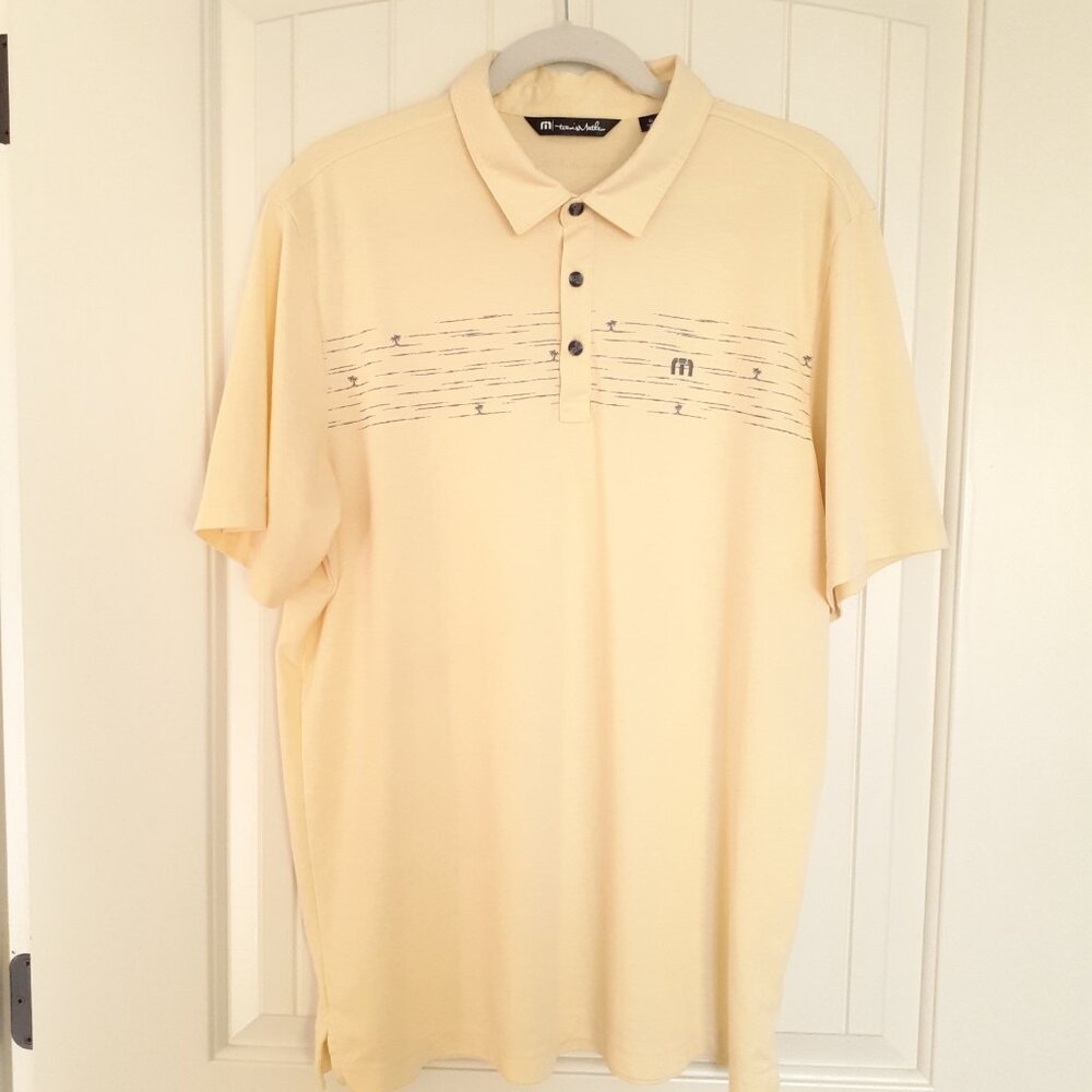 Travis Mathew Pit Boss Polo in Heather Pale Sunset Yellow Size XL - Picture 13 of 13